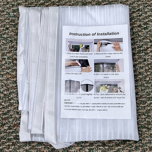 NWT Magnetic Mesh White Self-Sealing Portable Screen Door - Picture 2 of 4